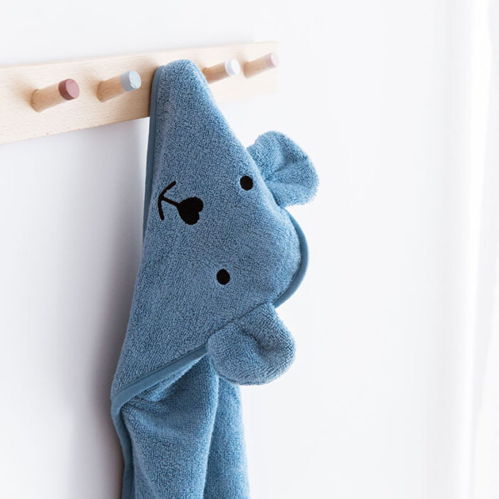 Ręcznik dla niemowlaka z kapturkiem bambusowy 85x85cm niebieski jeansowy - Bolo zdjęcie5